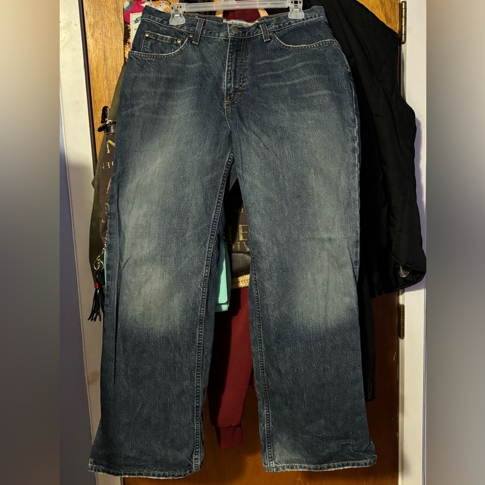 Bullhead Men's Loose Boot Cut Faded Blue Jeans